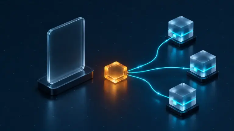 An access token remains connected to three network nodes beside an empty identity frame.