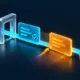 An amber payment instruction enters a timeline after a cyan instruction has passed approval.