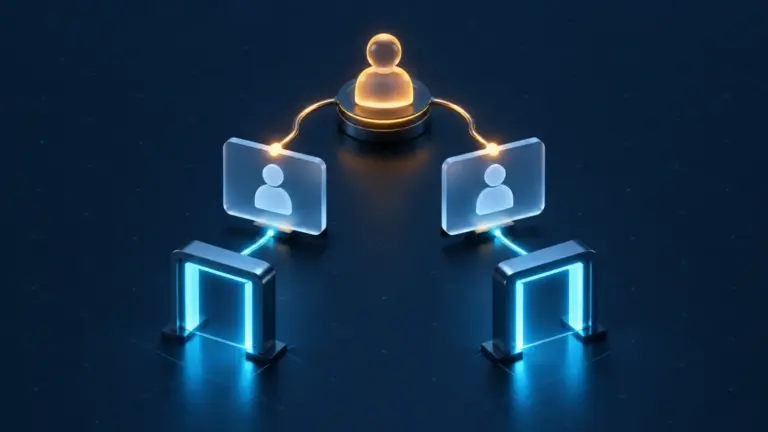One identity controls two account cards that feed separate approval gates.