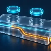 Two cyan approval seals hover above a transaction slab whose internal amber route has changed.