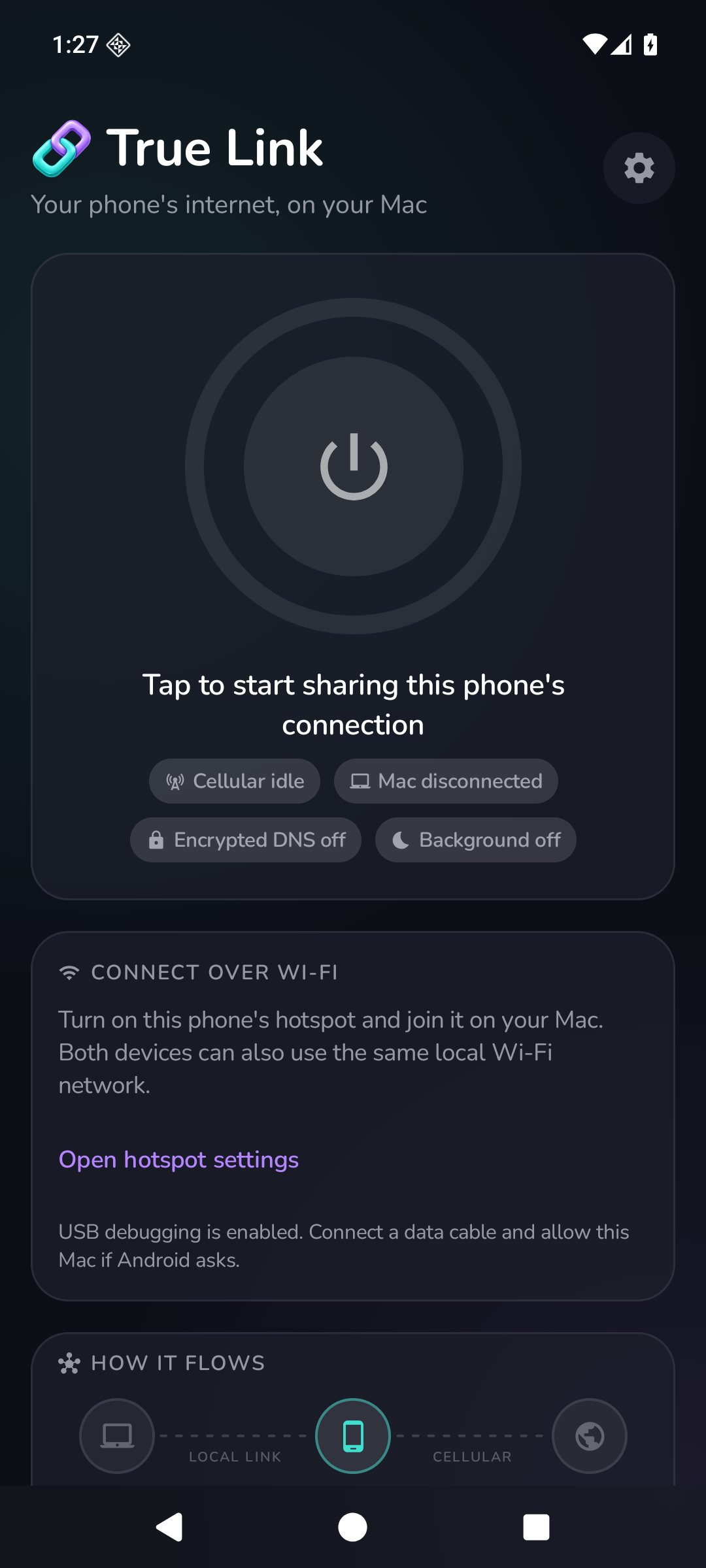 True Link dashboard with connection and sharing controls